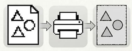 Printer "stamps" a raster bitmap